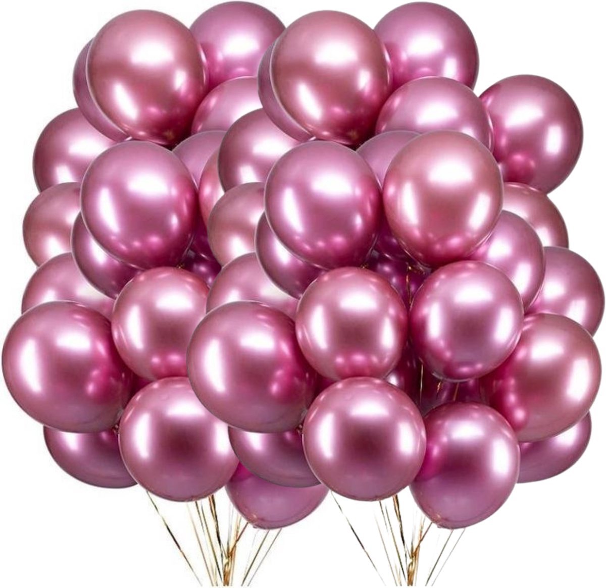 Joya Party® 50 Metallic Ballonnen Roze | Pink | 30 cm | Latex Ballon | Chroom | Verjaardag Versiering | Feest/Party | Ballonnen set | 50 stuks